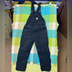 Carhartt Double Knee Snap Button Bib Overalls R37 Black